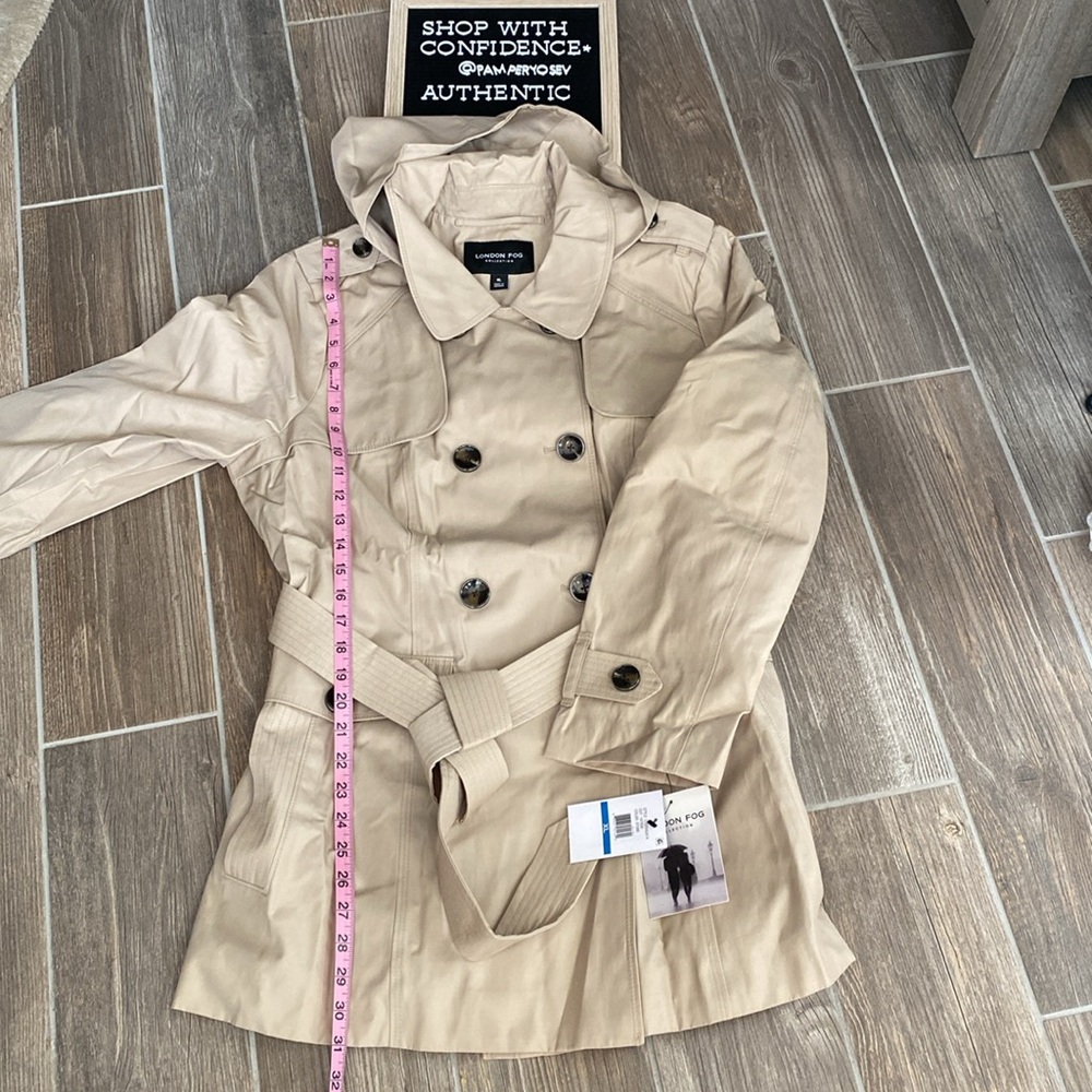 London Fog Women's Double-Breasted Hooded Trench Rainco - Picture 6 of 12